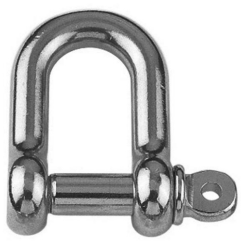 Straight D-shackle, forged Stainless steel A4 8MM