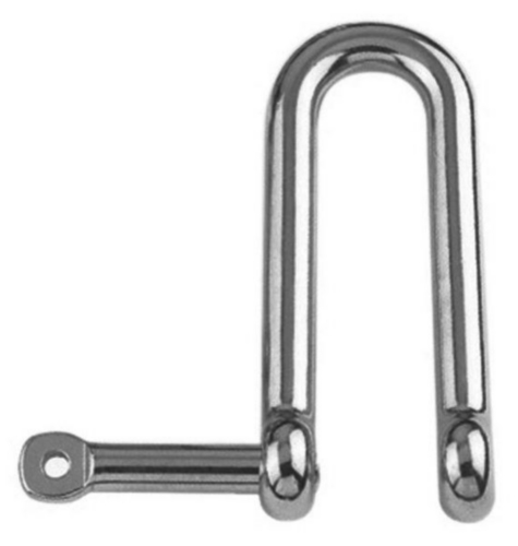 Straight D-shackle long with captive pin Stainless steel A4 8MM