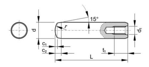 Ştift paralel cu filet de extracţie interior DIN 7979 D Oțel 60±2HRC Simplu