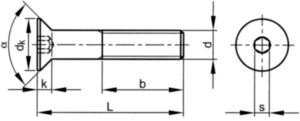 Hexagon socket countersunk head screw ISO 10642 Steel Plain 010.9