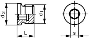 Hexagon socket screw plug with collar, pipe thread DIN 908 Steel Zinc plated