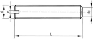 Stelschroef met zaaggleuf en afschuining DIN 551 Roestvaststaal (RVS) A1/A2