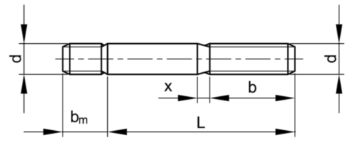Závrtný šroub, koncovka 1 d DIN 938 Ocel Bez PU 5.6 (AD-W7) pro tlakové nádoby