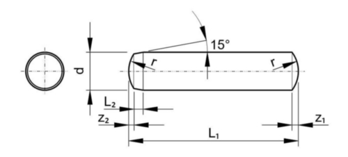 Parallel pin (dowel pin) hardened, h6 DIN ≈6325 Steel 60±2HRC Plain