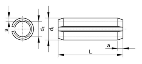 Goupille élastique fendue, épaisse, acier à ressort inoxydable DIN ≈1481 Acier à ressort inoxydable