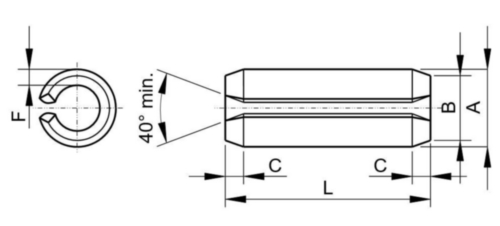 Goupille élastique ASME ASME B18.8.2 Acier à ressort inoxydable SAE 51420