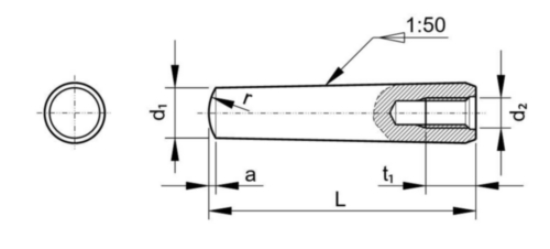 Goupille conique avec filetage intérieur DIN 7978 A Acier de décolletage