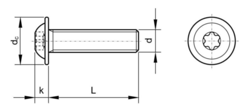 Hexalobular socket button head screw with flange ISO ≈7380-2 Stainless steel A2